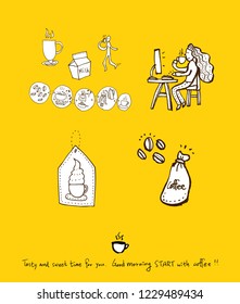 Cafe poster / Sketchy coffee illustration - vector
