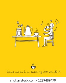 Cafe poster / Sketchy coffee illustration - vector