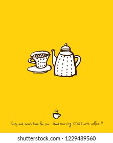 Cafe poster / Sketchy coffee illustration - vector