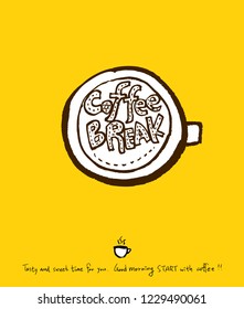 Cafe poster / Sketchy coffee illustration - vector
