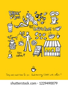 Cafe poster / Sketchy coffee illustration - vector