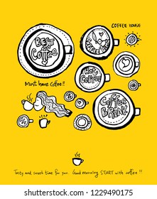 Cafe poster / Sketchy coffee illustration - vector