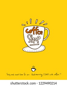 Cafe poster / Sketchy coffee illustration - vector