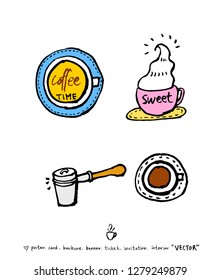 Cafe poster / Sketchy coffee illustration - vector