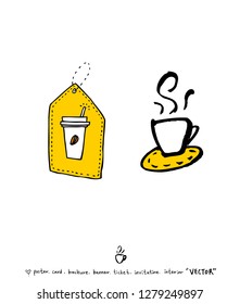Cafe poster / Sketchy coffee illustration - vector