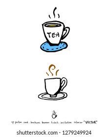 Cafe poster / Sketchy coffee illustration - vector