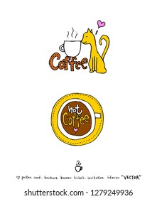 Cafe poster / Sketchy coffee illustration - vector