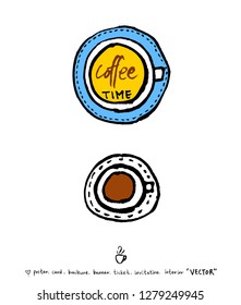 Cafe poster / Sketchy coffee illustration - vector