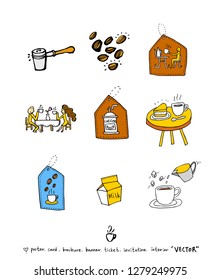 Cafe poster / Sketchy coffee illustration - vector