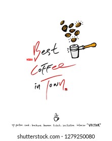 Cafe poster / Sketchy coffee illustration - vector
