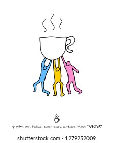 Cafe poster / Sketchy coffee illustration - vector