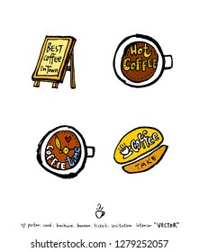 Cafe poster / Sketchy coffee illustration - vector