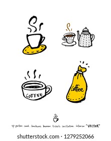 Cafe poster / Sketchy coffee illustration - vector