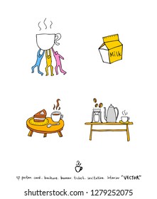 Cafe poster / Sketchy coffee illustration - vector