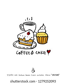 Cafe poster / Sketchy coffee illustration - vector