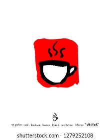 Cafe poster / Sketchy coffee illustration - vector