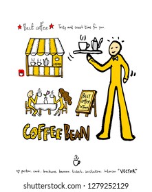 Cafe poster / Sketchy coffee illustration - vector
