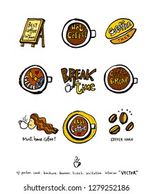 Cafe poster / Sketchy coffee illustration - vector