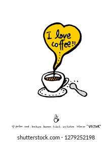 Cafe poster / Sketchy coffee illustration - vector