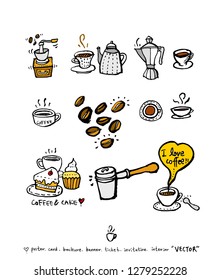 Cafe poster / Sketchy coffee illustration - vector