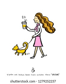Cafe poster / Sketchy coffee illustration - vector