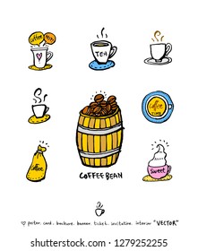 Cafe poster / Sketchy coffee illustration - vector