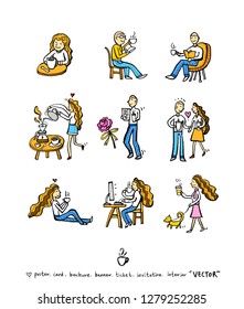 Cafe poster / Sketchy coffee illustration - vector