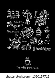 Cafe poster / Sketchy coffee illustration - vector