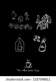Cafe poster / Sketchy coffee illustration - vector
