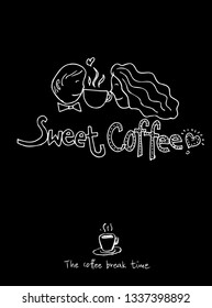 Cafe poster / Sketchy coffee illustration - vector