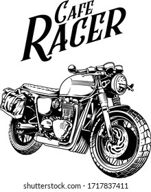 CAFE RACER 2 black and white illustration artwork,Separated color by layer. Format EPS file.