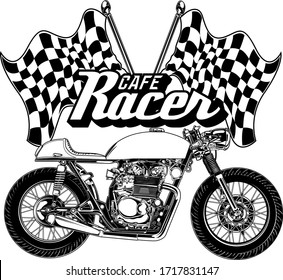 CAFE RACER black and white illustration artwork,Separated color by layer , Format EPS file.