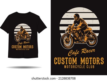 Cafe racer custom motors motorcycle club silhouette t shirt design