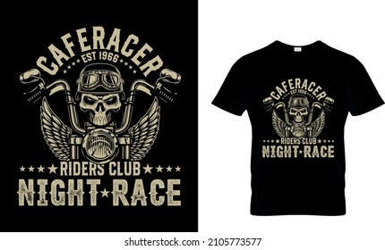 Cafe racer est 1966 riders club night race, t shirt design