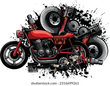 Diseño de ilustraciones vectoriales de la motocicleta de carreras de cafés