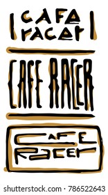 Cafe Racer text letters set. Lettering, emblem, sign