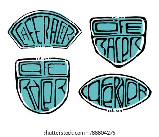 Cafe Racer text letters set. Lettering, emblem, sign