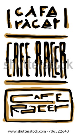 Cafe Racer text letters set. Lettering, emblem, sign