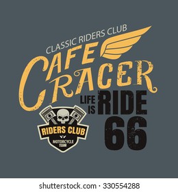 cafe racer typographic for t-shirt,tee design