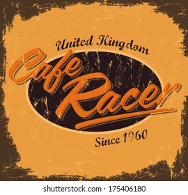 cafe racer - vintage motorcycle design - vector lettering - shirt print - Grunge texture can be easily removed