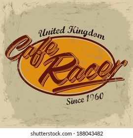 cafe racer - vintage motorcycle design - vector lettering - shirt print - Grunge texture can be easily removed