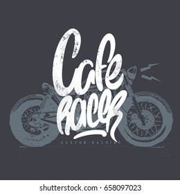 Cafe racer Vintage Motorcycle hand drawn t-shirt print