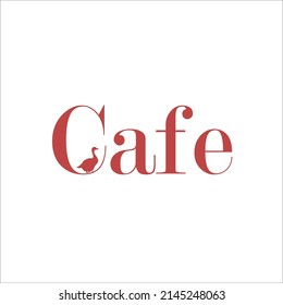 Cafe. Red letters on white background logo. Logo Design, Vector Icon Design