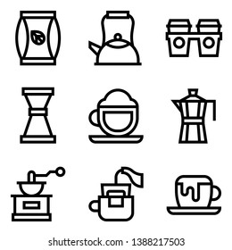 Cafe related vector icon set, line design