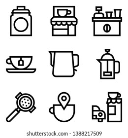 Cafe related vector icon set, line design