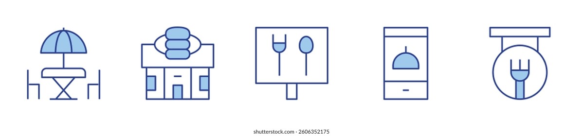 cafe, restaurant, restaurant app. Restaurant Icon vector illustration. Line Duotone style. Editable stroke.