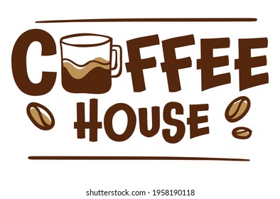 Cafe or restaurant banner with coffee beans and cup with hot beverage. Morning brewed drink with aromatic smell. Natural fragrance, shop or store with latte to go. Takeaway vector in flat style