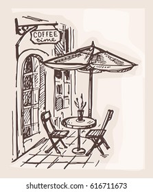 Cafe. Restaurant. Coffee time. Vector illustration
