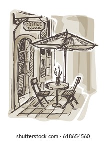Cafe. Restaurant. Coffee time. Vector illustration