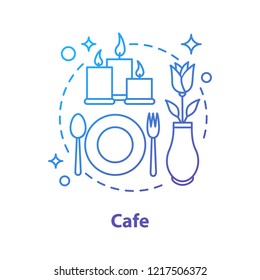 Cafe or restaurant concept icon. Special occasion. First date idea thin line illustration. Romantic supper. Vector isolated outline drawing